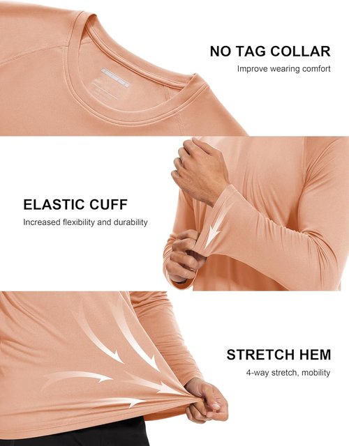 MAGCOMSEN Men's Athletic Long Sleeve Shirt - UPF 50+ UV Sun Protection for Hiking & Running