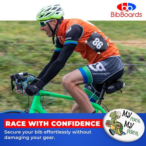 BibBoards Safety Lock Race Bib Clips - Snap & Lock Fasteners for Runners | 4 Pack, Non-Magnetic, Eliminate Safety Pins