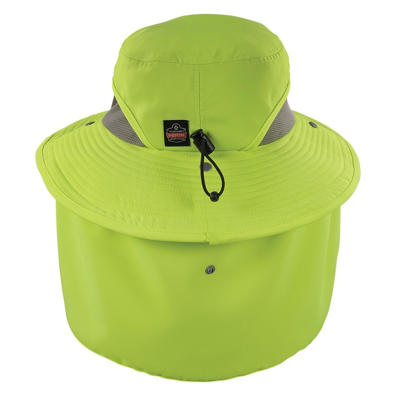 Ergodyne Chill Its 8934 Ranger Hat with Neck Shade, Hi Vis Lime