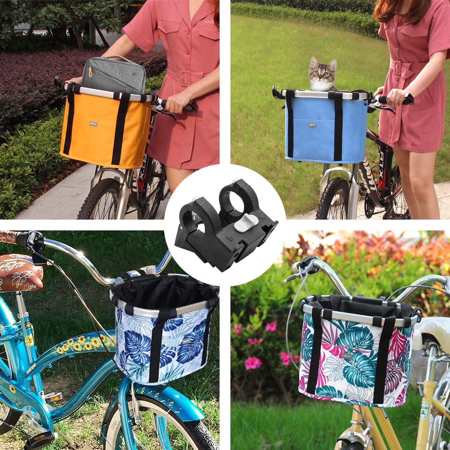 RAYMACE Bike Basket Adapter,Quick-Release Bicycle Basket Mounting Bracket Handlebar Accessories