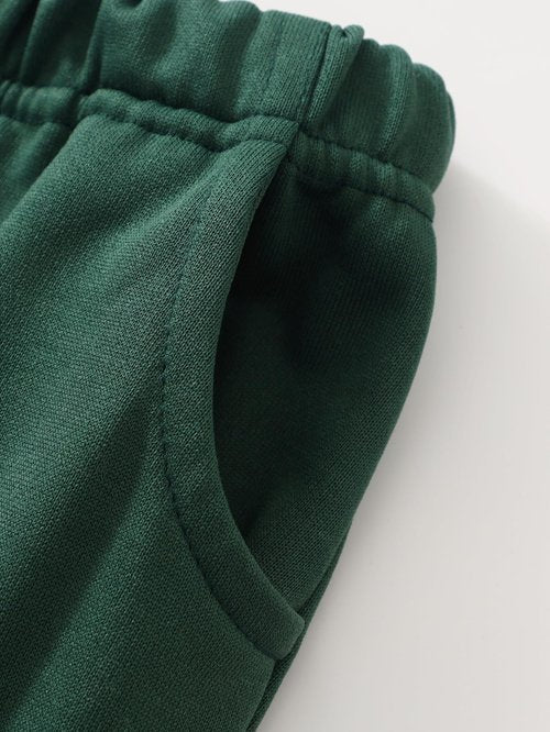 Fdqin Boys Sweatsuit Fall Outfits Flannel Plaid Hoodie Shirt and Casual Sweatpants with Pocket Green 13-14 Years
