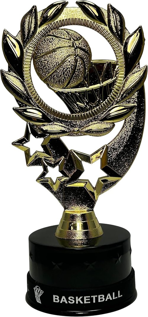 Express Medal | 10-Pack 7-Inch Tall Basketball Trophy Awards with Silicone Wristbands for Kids