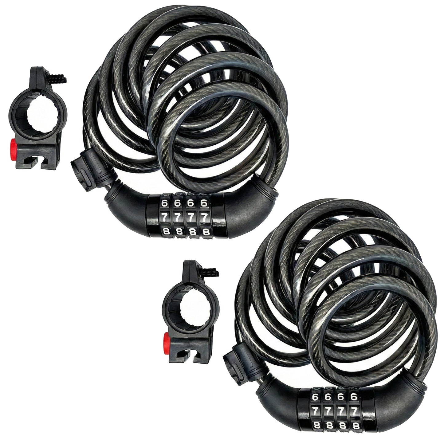 SEPOX® 2Pcs Pack 6FT Extra Long Cable Combination Bike Locks, 4 Digits Retractable Security Lock, 12mm Heavy Duty Anti Theft Anti Rust Cable for Bicycle, Scooter, Gate, Outdoor Equipment, Weatherproof