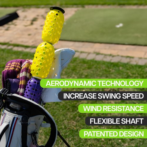 Aero Whip Shaft Tempo and Speed Golf Trainer, Flexible Shaft for Golf Training Aid, Great Golf Warm Up Tool, Swing Speed Air Resistance Training. (Black and Purple)
