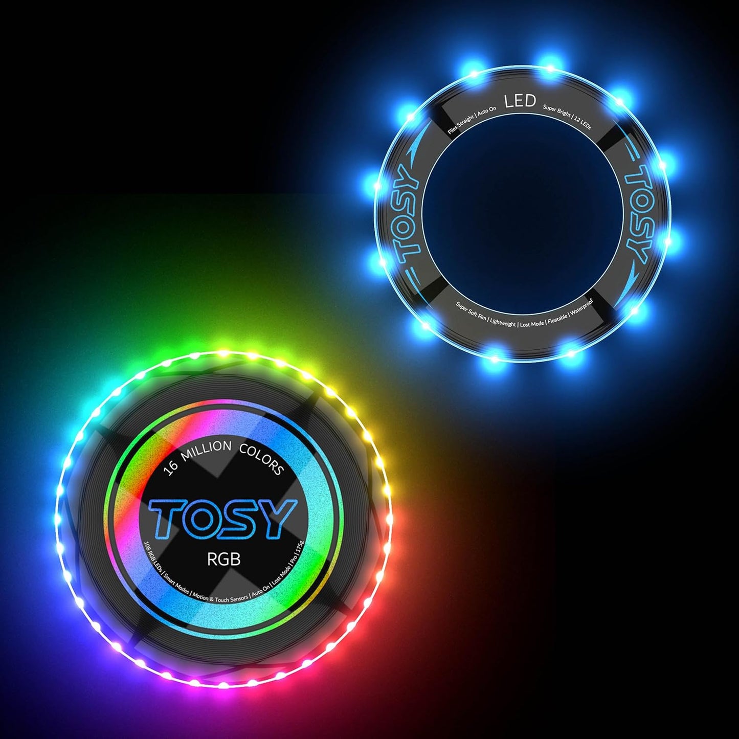 TOSY RGB Frisbee Bundle - Includes 2 Colorful Flying Toys for Outdoor Fun | Blue Ring
