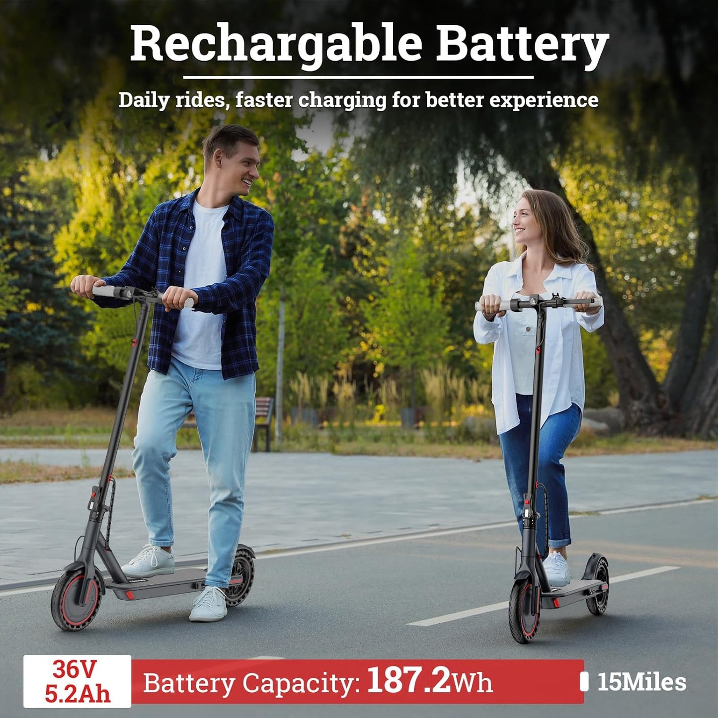 Qlaway Electric Scooter - 350W/500W Motor, 22 Miles Range, Foldable Design, 8.5"/10" Tires, Dual Braking System