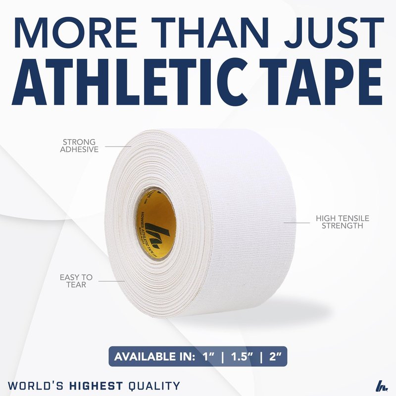 Howies Athletic Tape - 1" x 15yd White Athletic Tape, Pro Grade Strength - Sports Tape for Athletes and Medical Trainers, Fingers, Ankles, Wrist, Boxing, Football, Gymnastics (4)