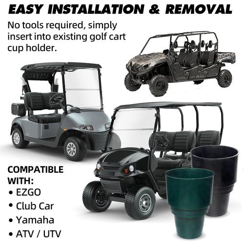 TonGass Universal Golf Cart Propane Heater Cup Holder Insert for Yamaha EZGO Club Car Replacement Cup Accessory for Golf Cart, ATV & UTV – Secure Drink & Propane Tank Holder Adapter - Black & Green