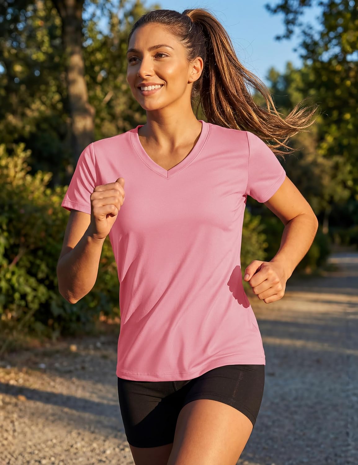TACVASEN Women's V-Neck Athletic Tee - UPF 50+ Sun Protection, Quick-Dry, Short Sleeve Top