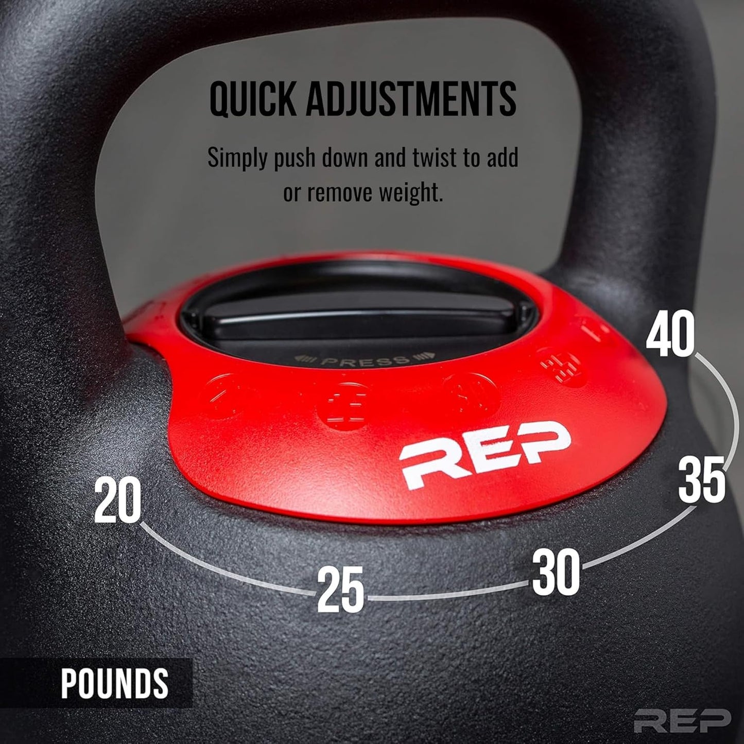 Rep Fitness Adjustable Kettlebell - Versatile Strength Training Equipment for Home Gym | 20–40 lb (9–18 kg)