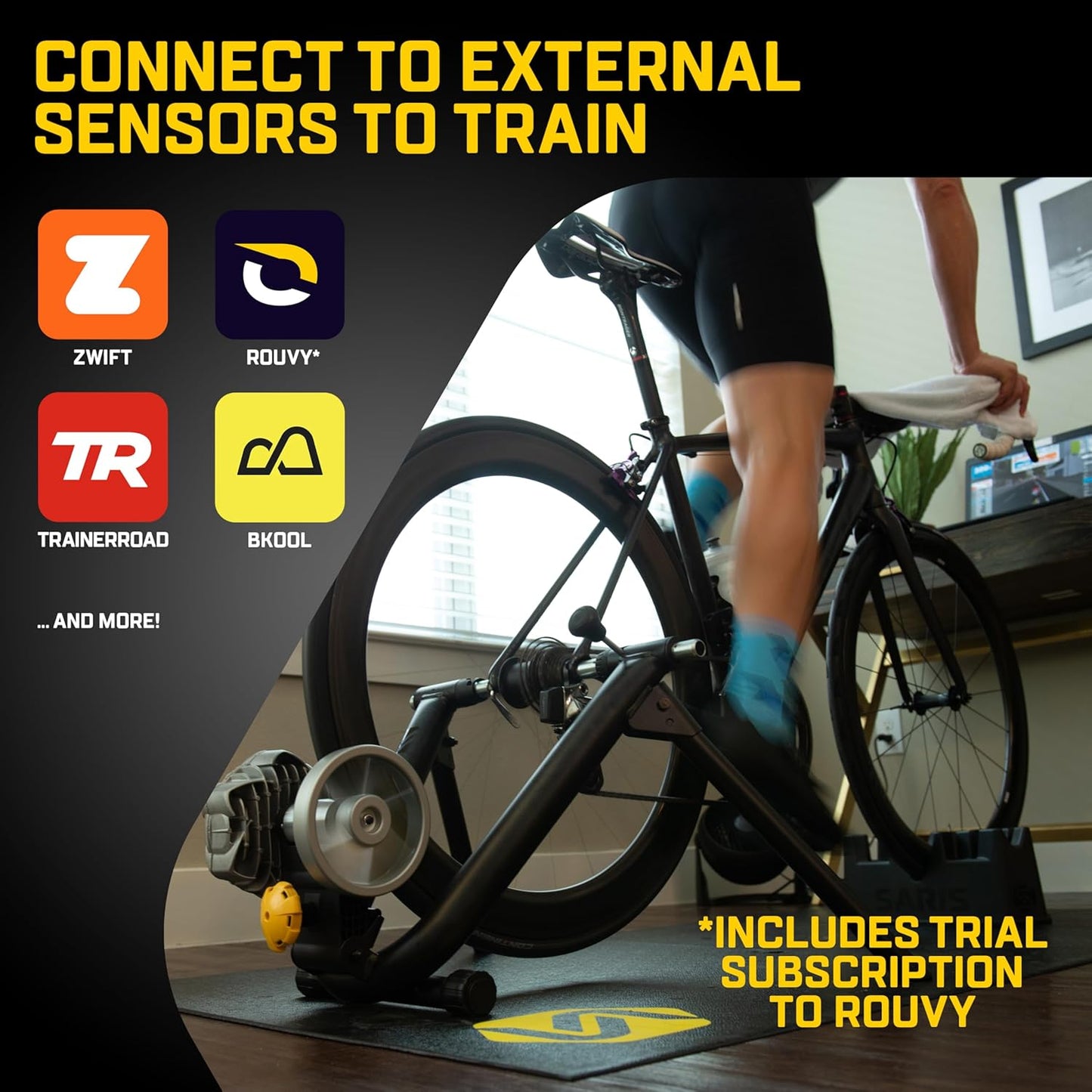 Saris Fluid2 Indoor Bike Trainer - Smart Connectivity for Road & Mountain Bikes | Compatible with Zwift App