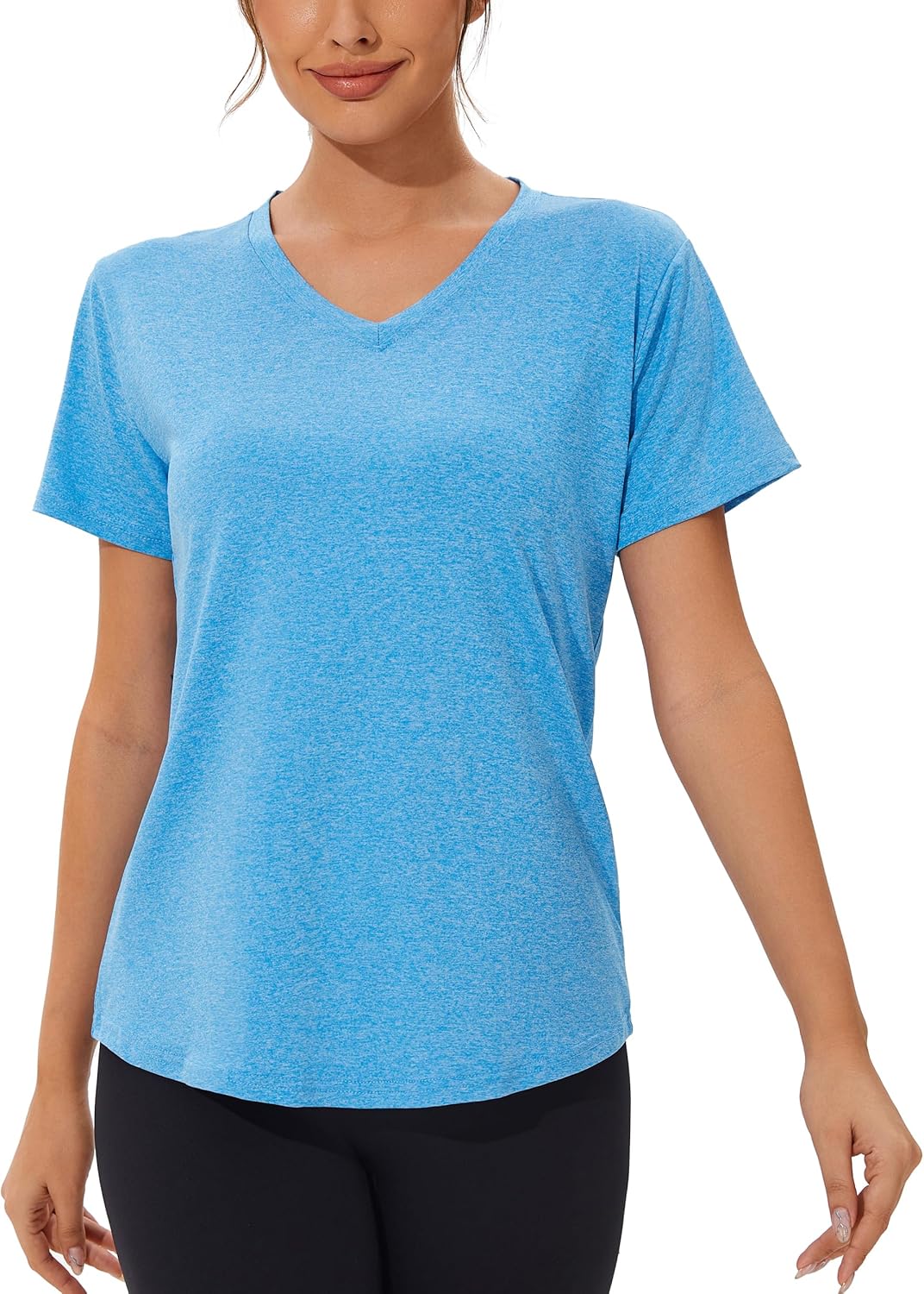 Skiennix 6-Pack Women's Workout Shirts - V-Neck Athletic Tops with UPF 50+ UV Protection | Quick Dry for Gym & Yoga