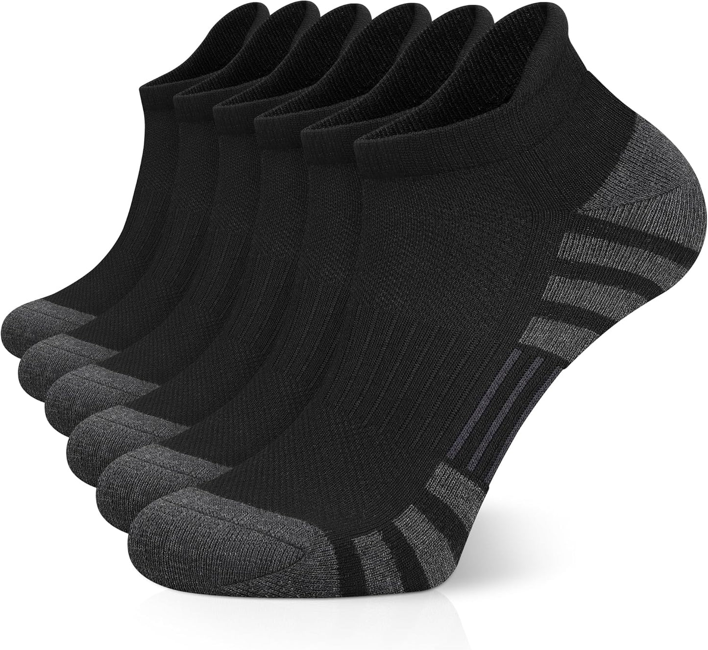 Airacker Ankle Athletic Running Socks - Cushioned & Breathable Low Cut Design | 6 Pairs for Men & Women