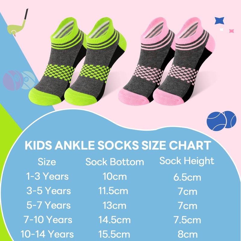 ZERULETS Kids Socks Boys Sock 12 Pairs Ankle Athletic Short Low Cut Socks for Boys Kids Girls 1-14 Years(Multicolor-A,5-7 Years)