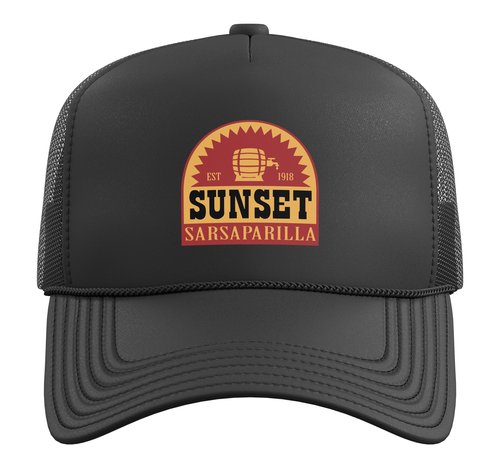 Fallout - Sunset Sarsaparilla Trucker Hat with Adjustable Mesh Back, Black