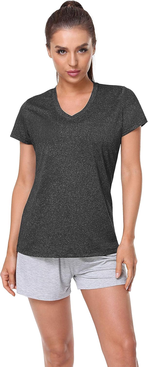 Xelky Women's Dry Fit T-Shirts - Moisture-Wicking V-Neck Athletic Tops | 3-4 Pack Activewear