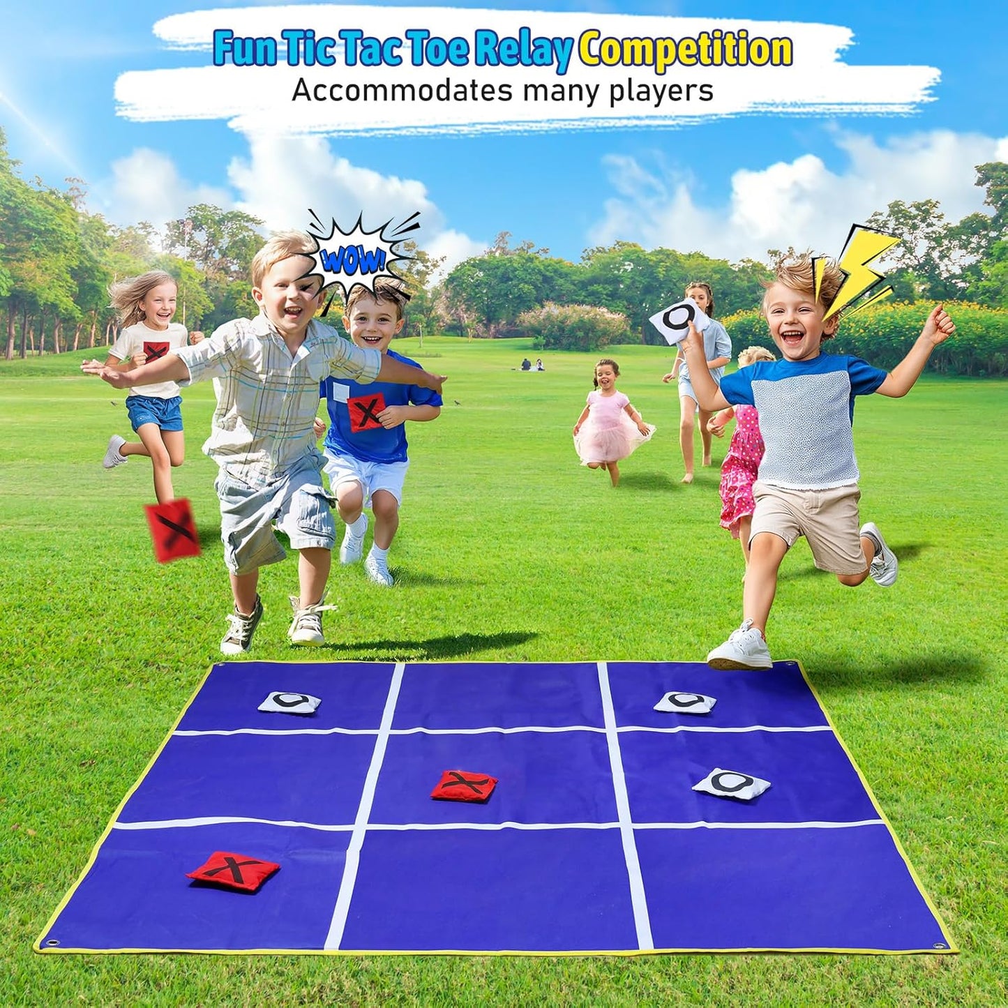 Skiennix 2-in-1 Giant Tic Tac Toe & Bean Bag Toss Game - Double-Sided 4.5Ft for Outdoor Fun