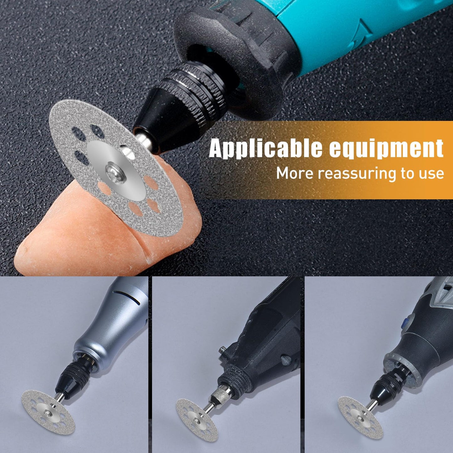 20 pcs 545 Diamond Cutting Wheel Cut Off Discs Coated (22mm) for Dremel Rotary Tool with 402 Mandrel (3mm) 4pcs and Screwdriver for Rotary Tool Accessories