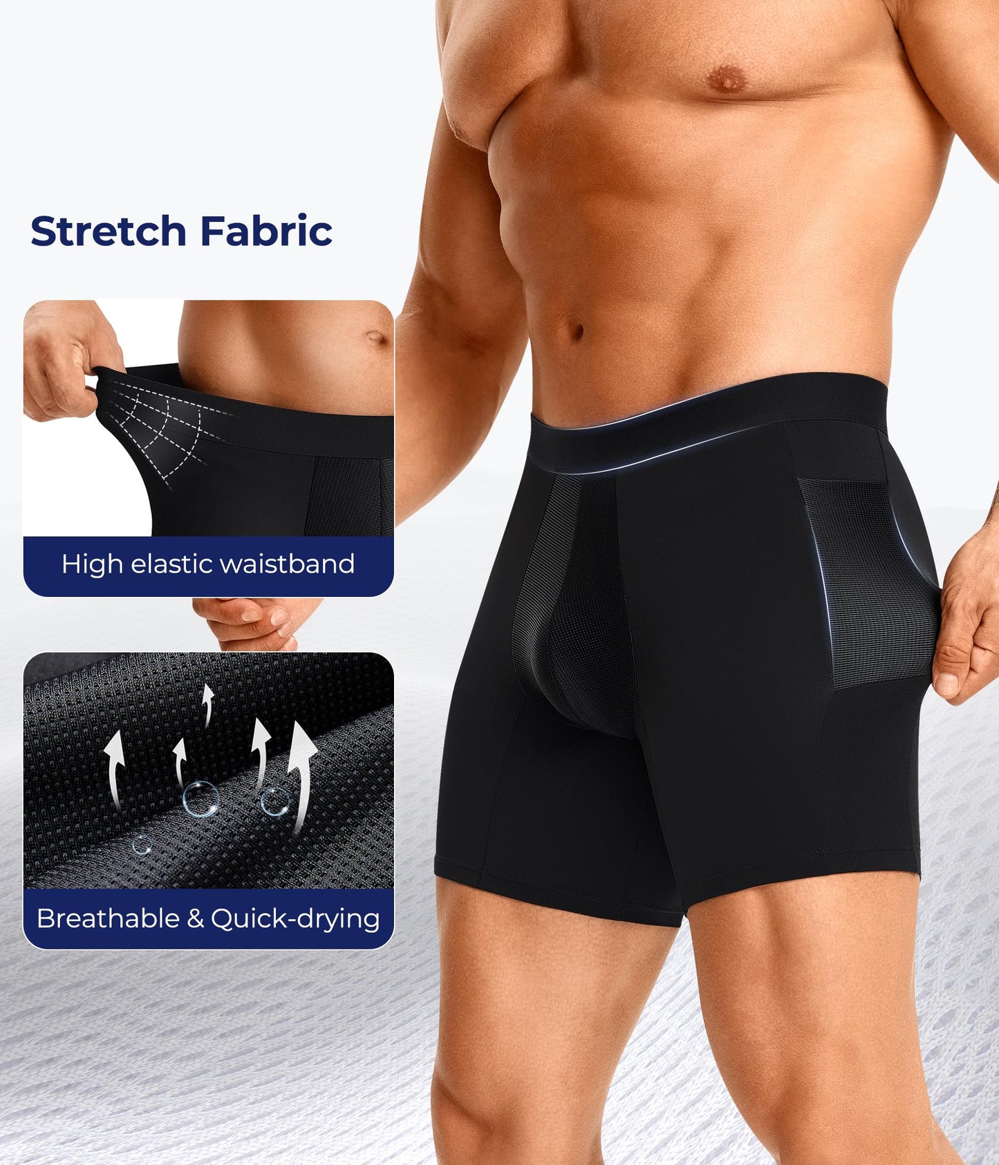 TAILONG Men's Compression Shorts with Side Pocket, Breathable Mesh Running Compression Underwear Workout Shorts for Athletic Black