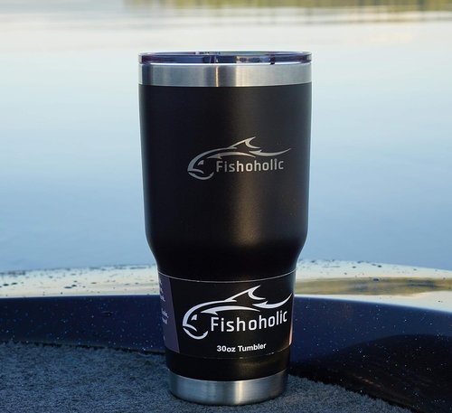 Fishoholic Tumbler - 20oz/30oz Stainless Steel Mug with Magnetic Slide Lid | Double Wall, Vacuum Insulated for Hot & Cold Drinks