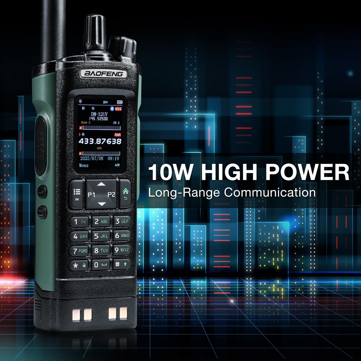 BAOFENG DM-32UV 10W DMR Radio with GPS & Digital APRS, Tier II Dual Band Ham Handheld Radio with UHF VHF Aviation FM Receiver, NOAA Alert, 4000 Channels, USB-C Rechargeable, Extra Case Holder