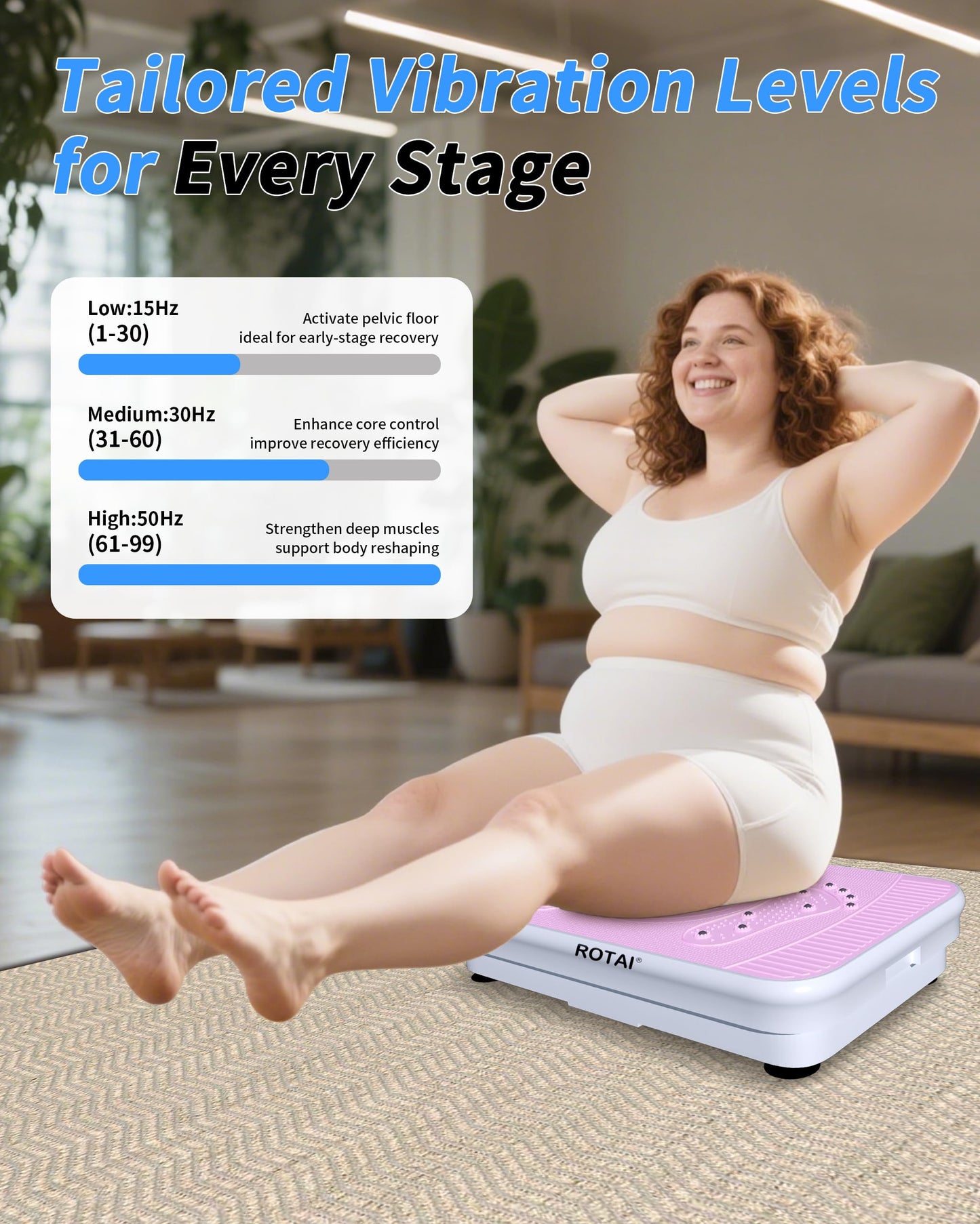 ROTAI Shake Plate Vibration Exercise Machine for Lymphatic Drainage Massager & Weight Loss, 400 lbs Capacity Whole Body Vibrating Plate Workout for Women and Men
