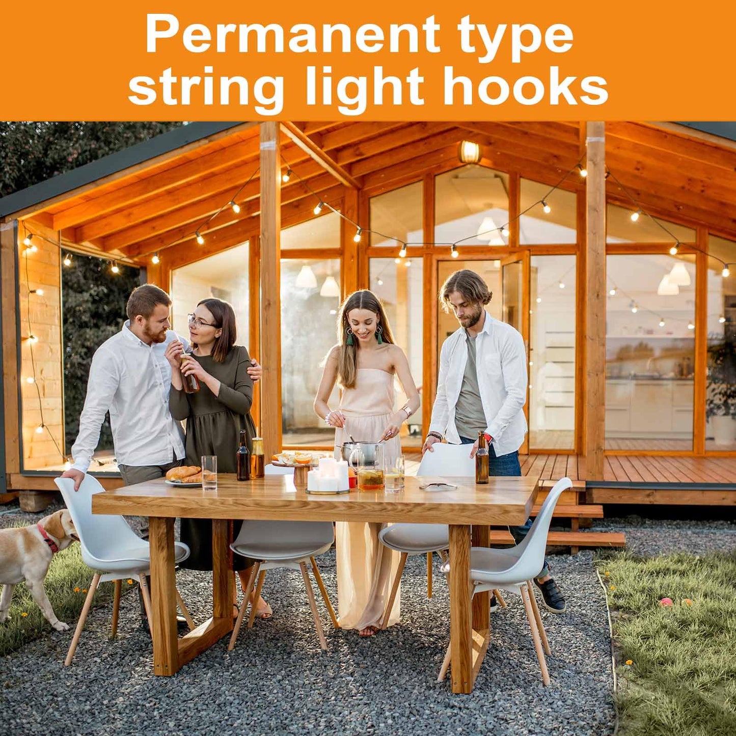 Dreecy String Light Hooks for Outside Stainless Steel Outdoor Lights Hanger Hooks for Outdoor String Lights Outdoor Screw Hooks for Christmas Party Easy Release Wire and Fairy Led Lights, 20 Packs