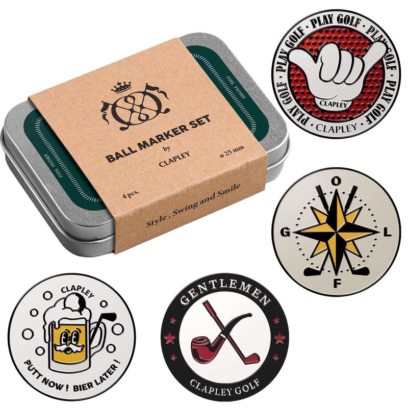 CLAPLEY GOLF Ball Markers, 0.9 Inch, Made from Stainless Steel and Oven-Cured Enamel; an Essential Accessory for Golfers, Eye-catching and Easy to Spot On The Green, Pack of 4