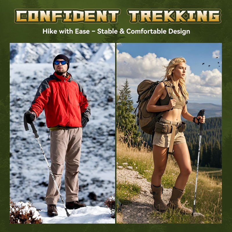 THRISTRIDE Collapsible Trekking Pole - Lightweight Aluminum Hiking Stick for Men, Women & Seniors | Adjustable Walking Stick for Hiking, Camping & Outdoor Activities (Single Pole)