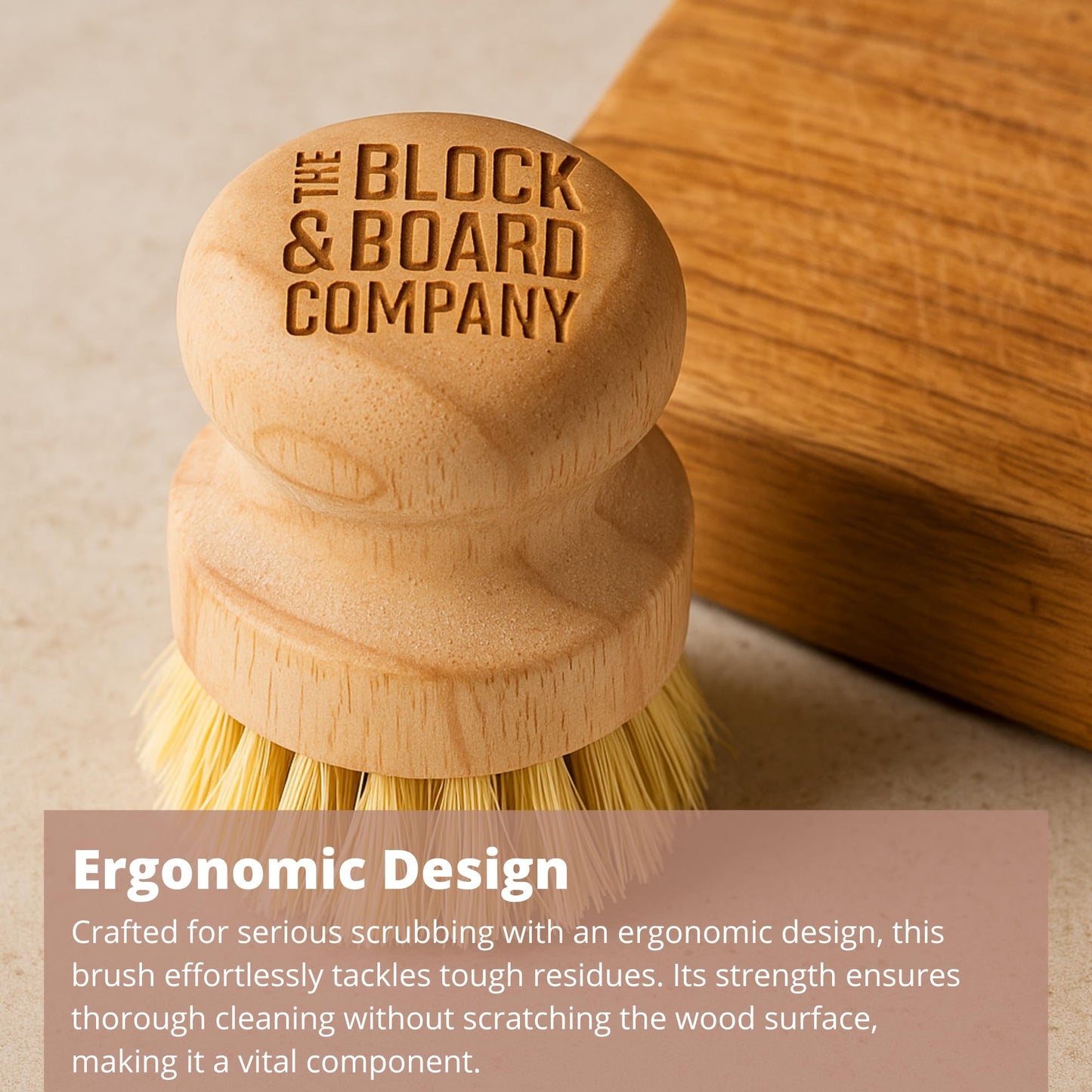 The Block & Board Company Specialist Board Cutting Board Scrub Brush Food Grade Cleaning Brush | For Wood, Stone, Butcher Block, Countertop & Utensils