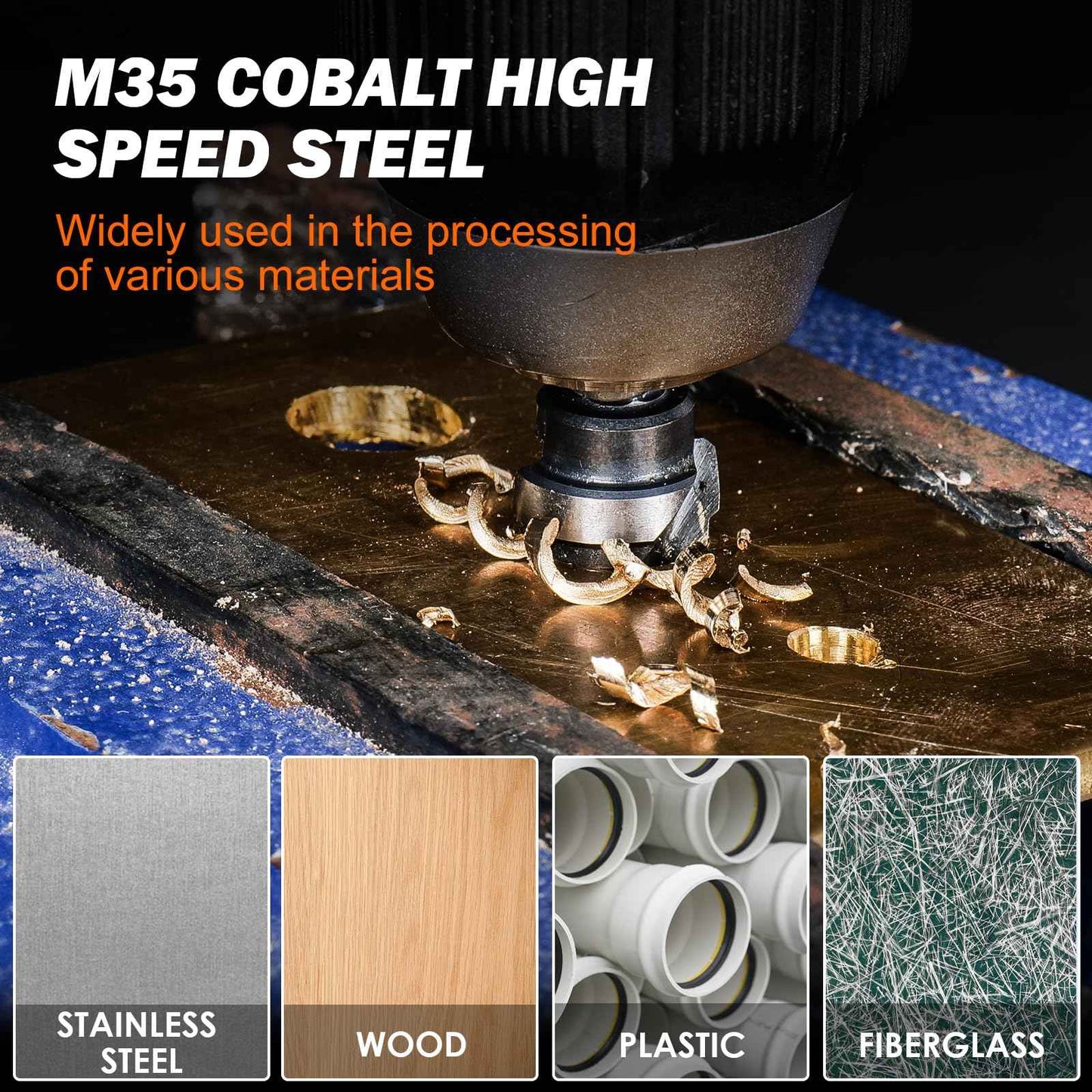 THINKWORK M35 Cobalt Spiral Flute Step Drill Bit, Single Size HSS Step Bit 5/8", Small Size EDC 1/4" Shank Step Bits for Metal, Carbon Steel, Stainless Steel, Wood, Plastic