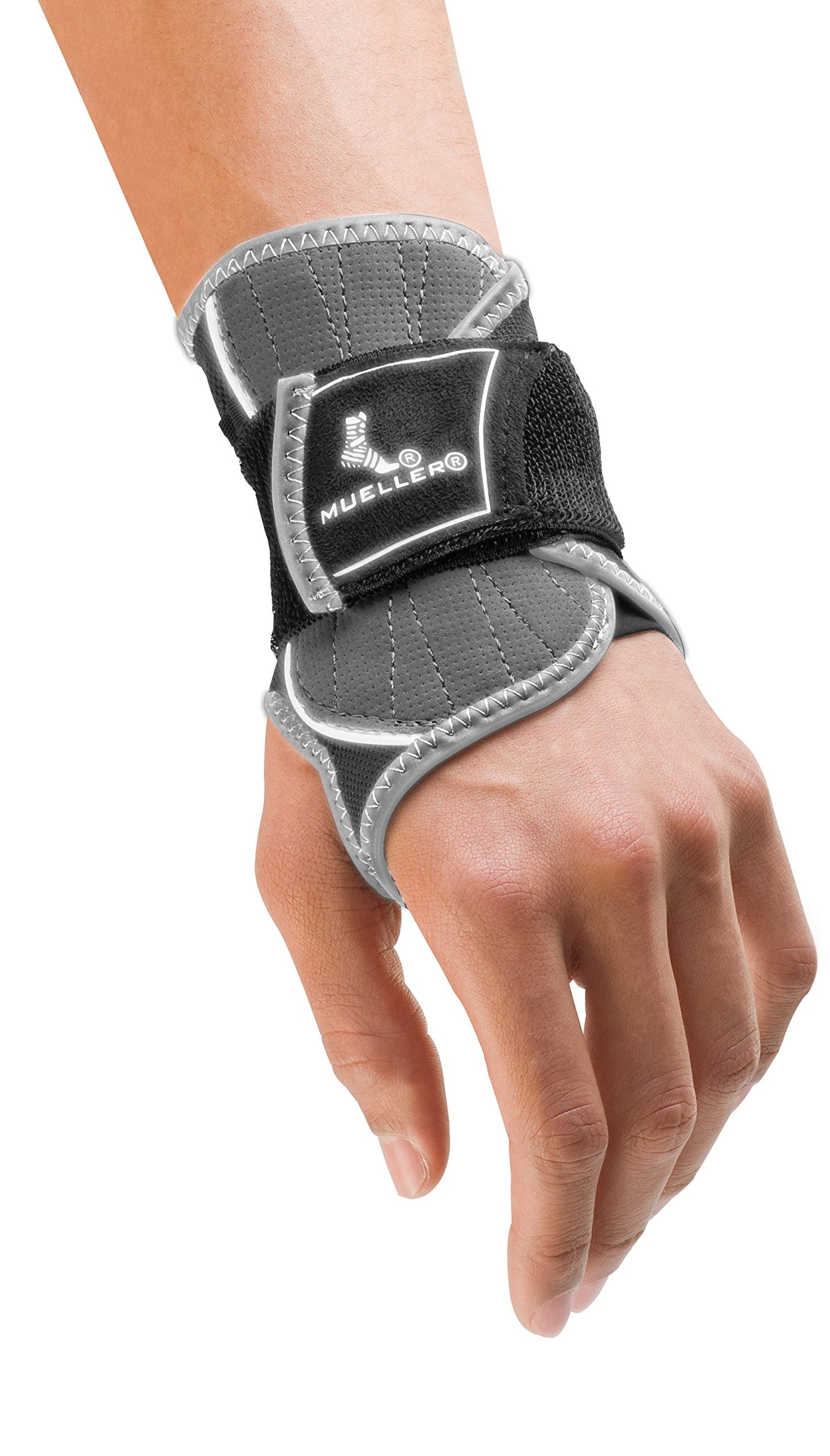MUELLER Sports Medicine Hg80 Premium Wrist Brace, Wrist Pain Relief Support for Men and Women, Ideal for Carpal Tunnel, Tendinitis, Arthritis, Black/Gray, Small/Medium
