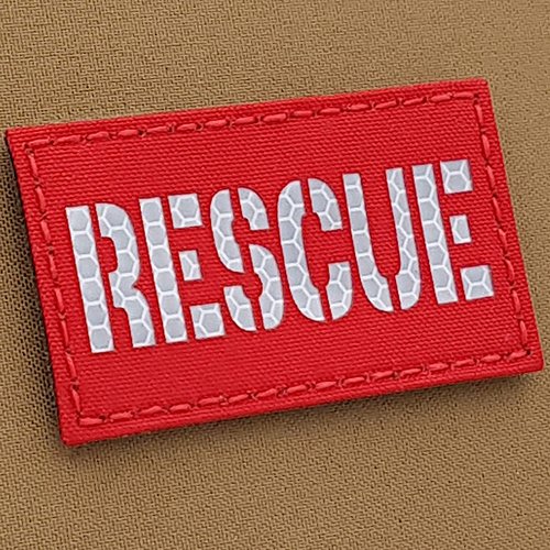 IR Rescue 2x3.5 CSAR SAR Combat Search Tactical Morale Hook Patch (Red Solas Reflective)