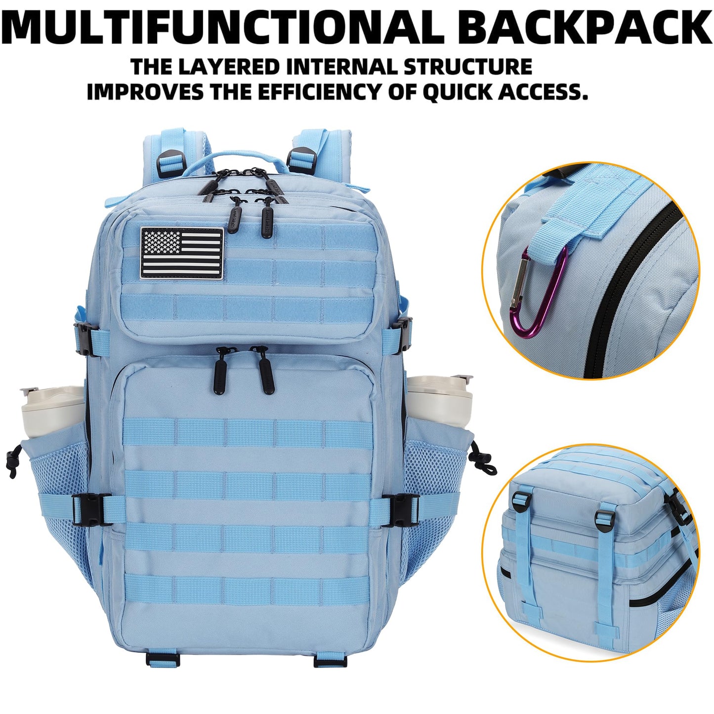 KXBUNQD Military 45L Tactical Assault Backpack 3 day assault pack with Molle Waterproof backpack Rucksack for Tactical Backpacks
