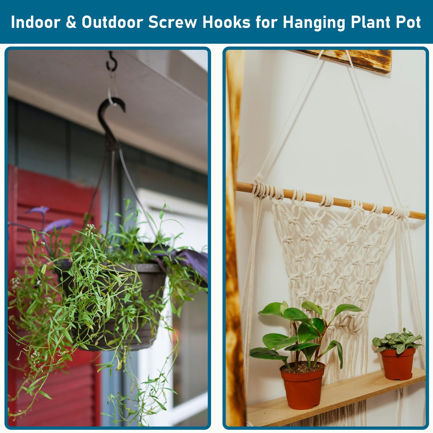 LayHyand 200 Pcs Screw Hooks kit,6 Sizes Vinyl Coated Ceilling Wall Cup Hook for Hanging Plant, Mug, Coffee Cups, String Light Decors, Indoor & Outdoor, Black (1/2in, 5/8in,3/4in,7/8in,1in,1-1/4in)