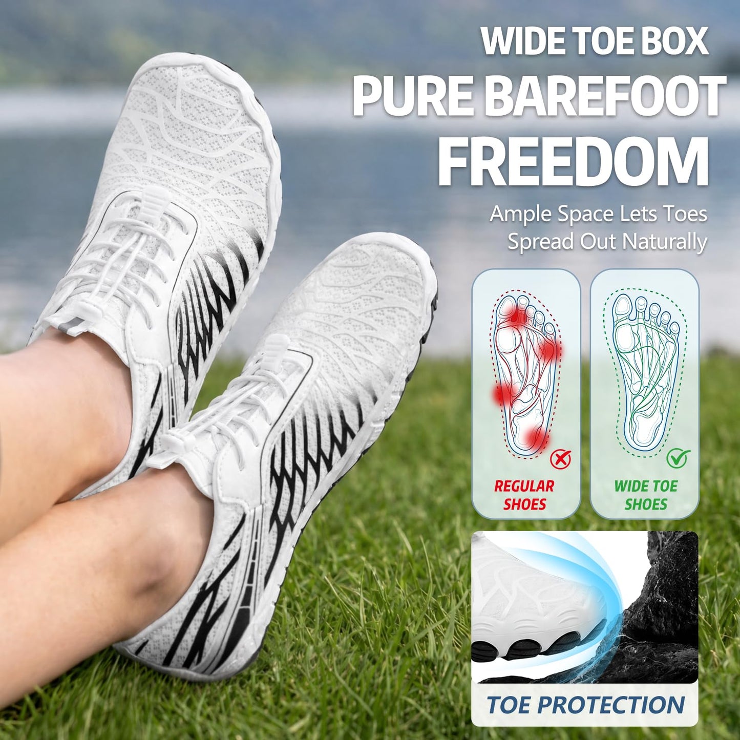 ELETON Barefoot Shoes Women Men Hiking Water Shoes Wide Toe Box Zero Drop