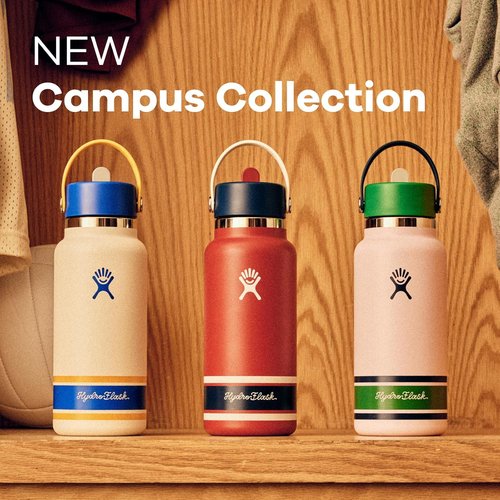 Hydro Flask Water Bottle - Insulated Stainless Steel with Wide Mouth Flex Straw Lid - 32 Oz Campus Ivory