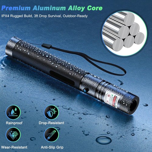 [Professional]USB-C Rechargeable High Power Green Pointer, Long Range with Star Cap&5 Adjustable Modes, Tactical Flashlight for Construction, Astronomy, Outdoor Hunting,Hiking&Camping, Presentations