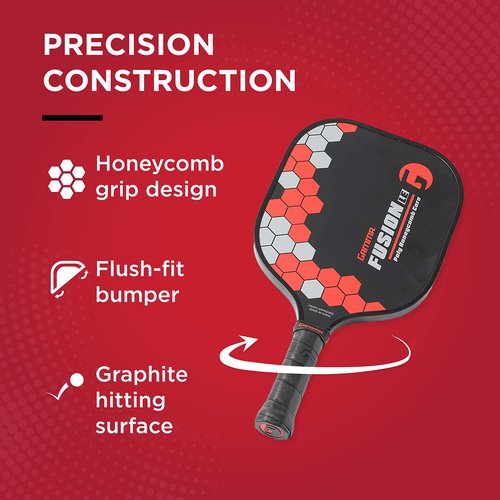 Gamma Sports 2.0 Pickleball Paddles: Mens and Womens Textured Fiberglass Face Pickle-Ball Racquet - Indoor and Outdoor Racket: Fusion Red, ~8 oz
