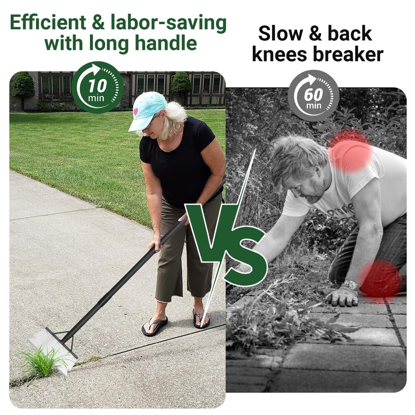 Garden Flat Shovel Scraper, Multifunctional Garden Cleaning Shovel with 59 Inch Long Handle, Heavy Duty Outdoor Floor Scraper for Weed Cleaning,Trenching,Edging and Removing Snow,Ice,Weeds,Dirty,Moss