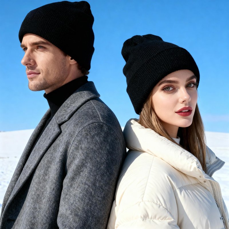 Huiguli 15 Pack Winter Beanie Hats Bulk, Knit Skull Caps & Toboggan for Men & Women - Warm Cozy Thermal Cuffed Beanies for Cold Weather (Black)