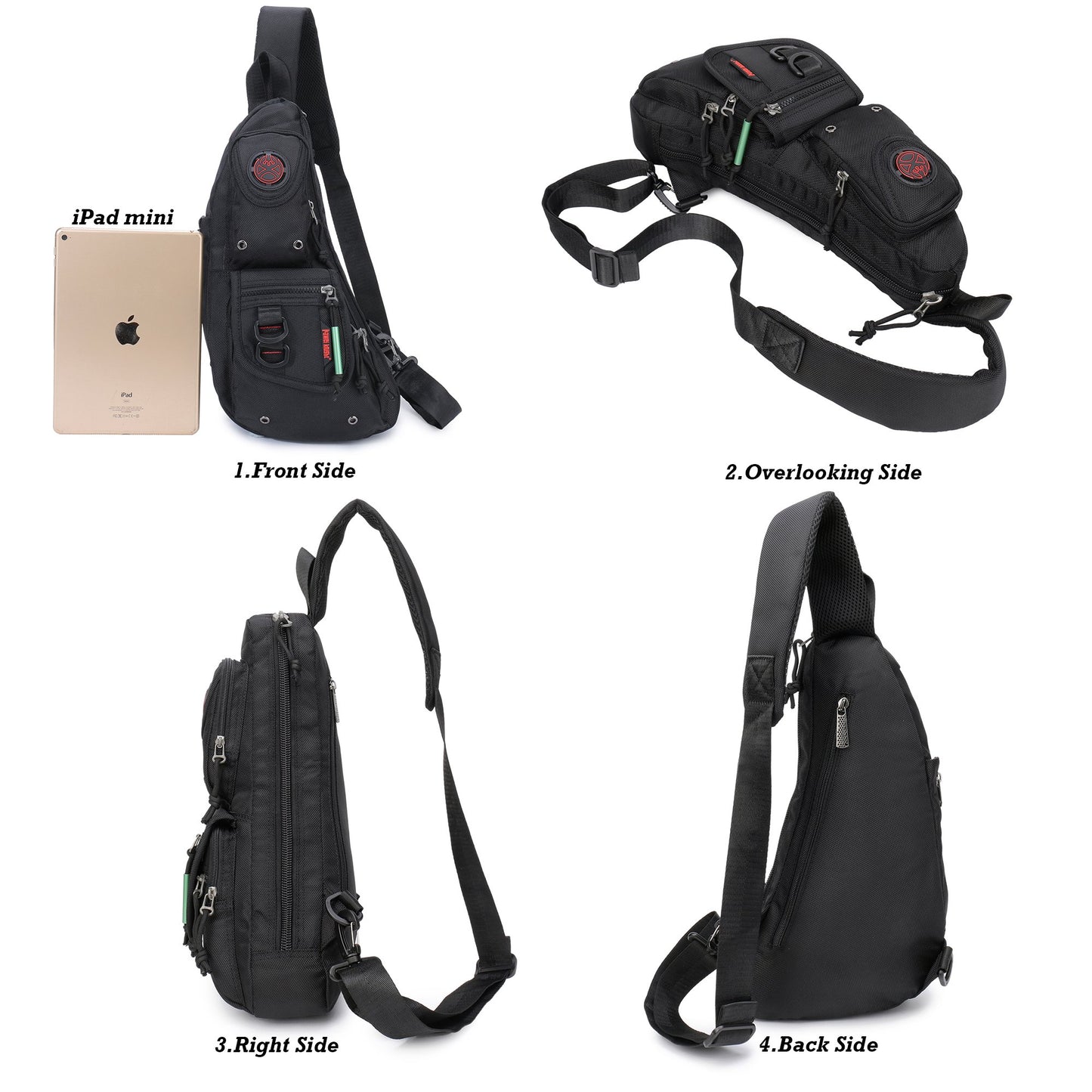 NICGID Sling Backpacks, Sling Chest Bag Shoulder Crossbody Bags for Men Women Outdoor Travel (Black-365)