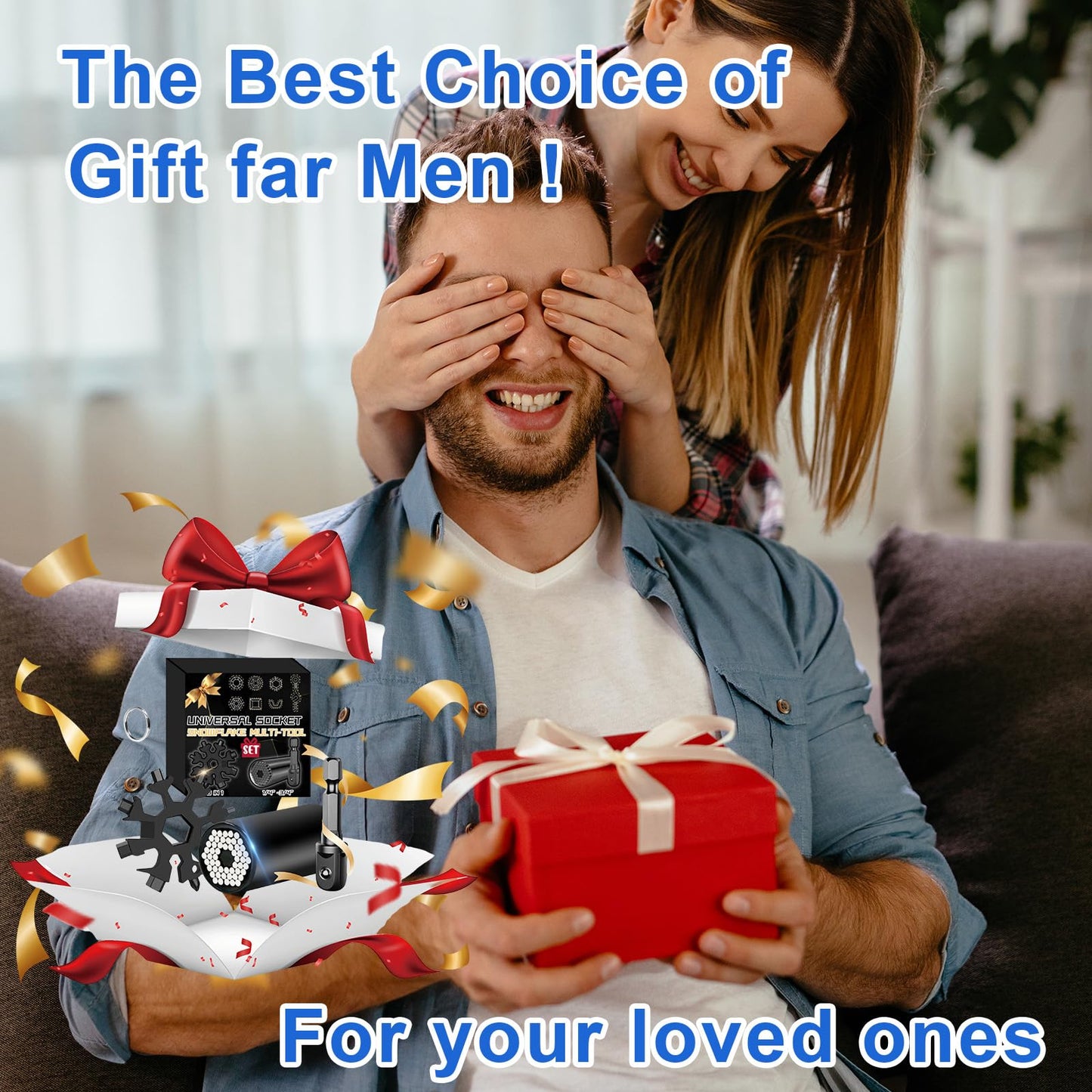 Christmas Stocking Stuffers for Adults Men Dad, Gifts for Universal Socket Tools & Snowflake Tool, White Elephant Christmas Gifts for Who Have Everything Dad Boyfriend Husband Tools for Cool Gadgets