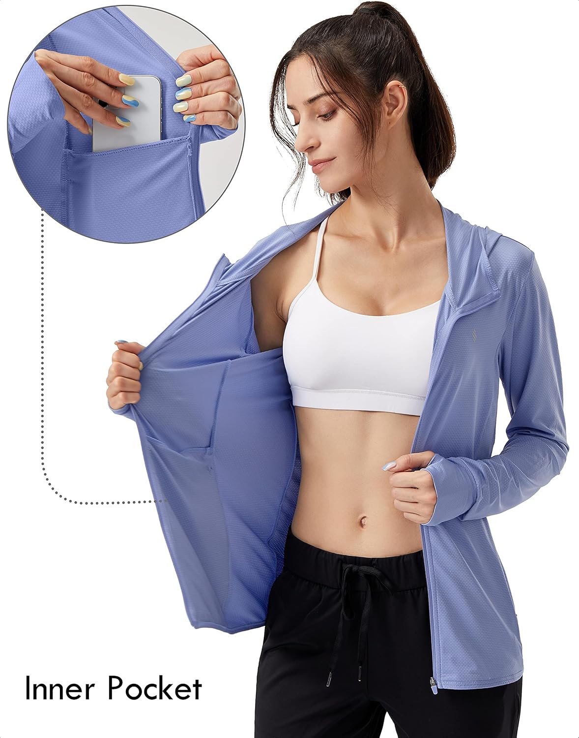 Soothfeel Women's Lightweight UPF 50+ Sun Protection Hoodie Jacket - Ideal for Hiking & Outdoor Activities
