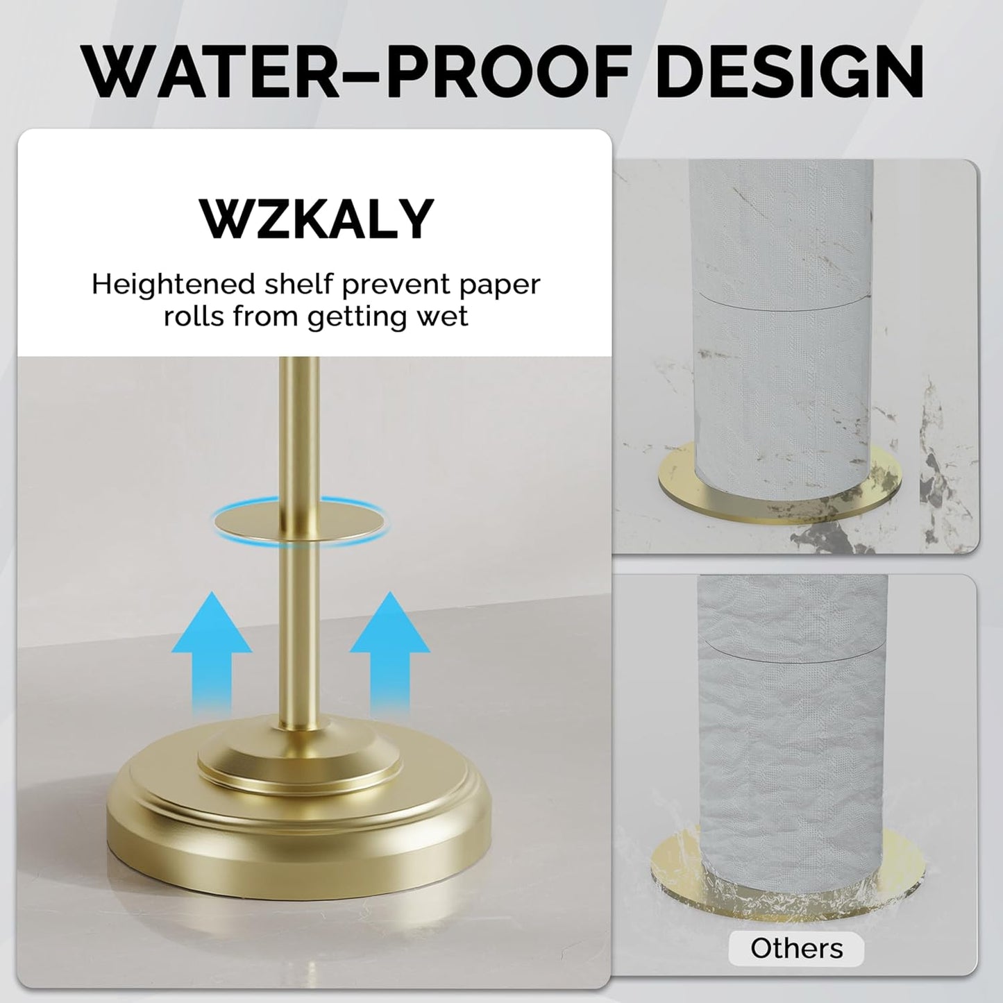 Brushed Nickel Free Standing Toilet Paper Holder with Pivoting Design & Weighted Base
