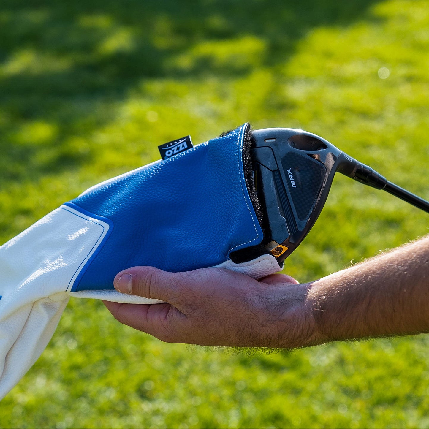 Izzo Golf Premium Driver Headcover White/Blue - Durable PU Leather Golf Driver Headcover