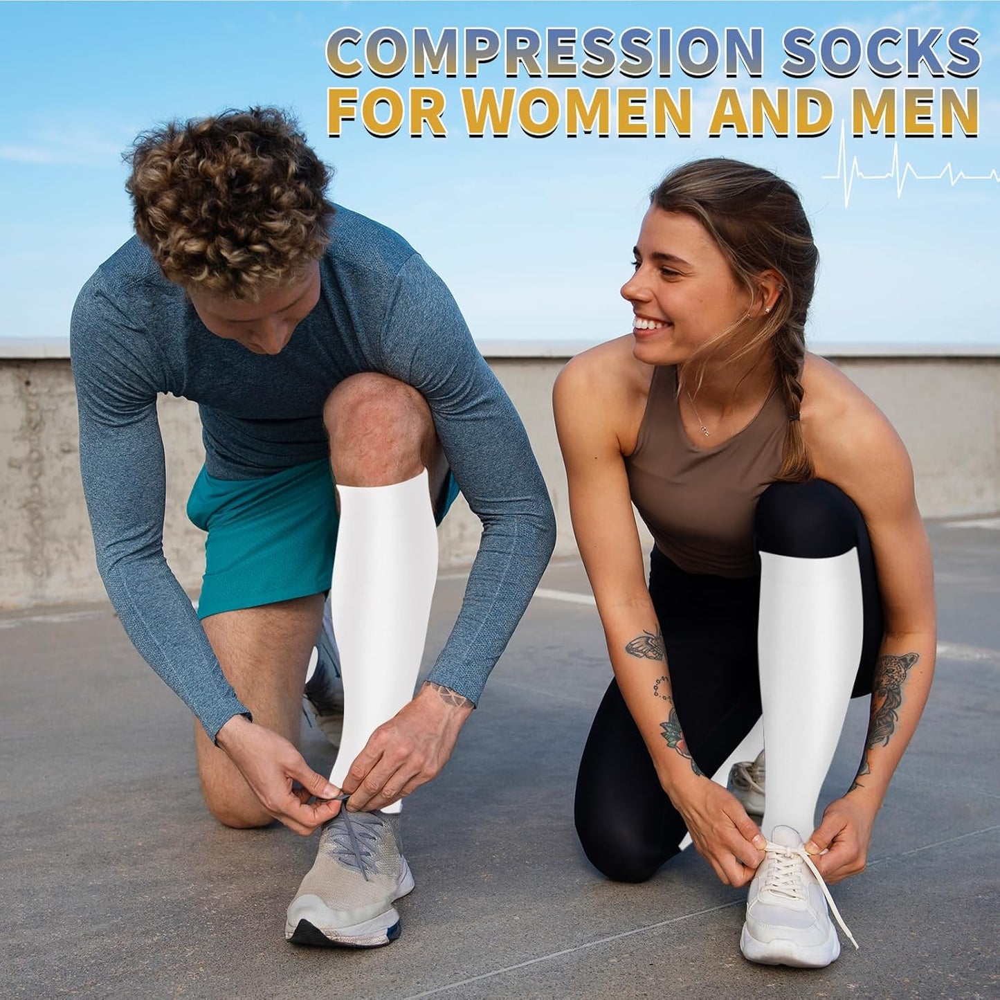 Sooverki Copper Compression Socks - 8 Pack Knee High 15-20mmHg for Optimal Athletic Support