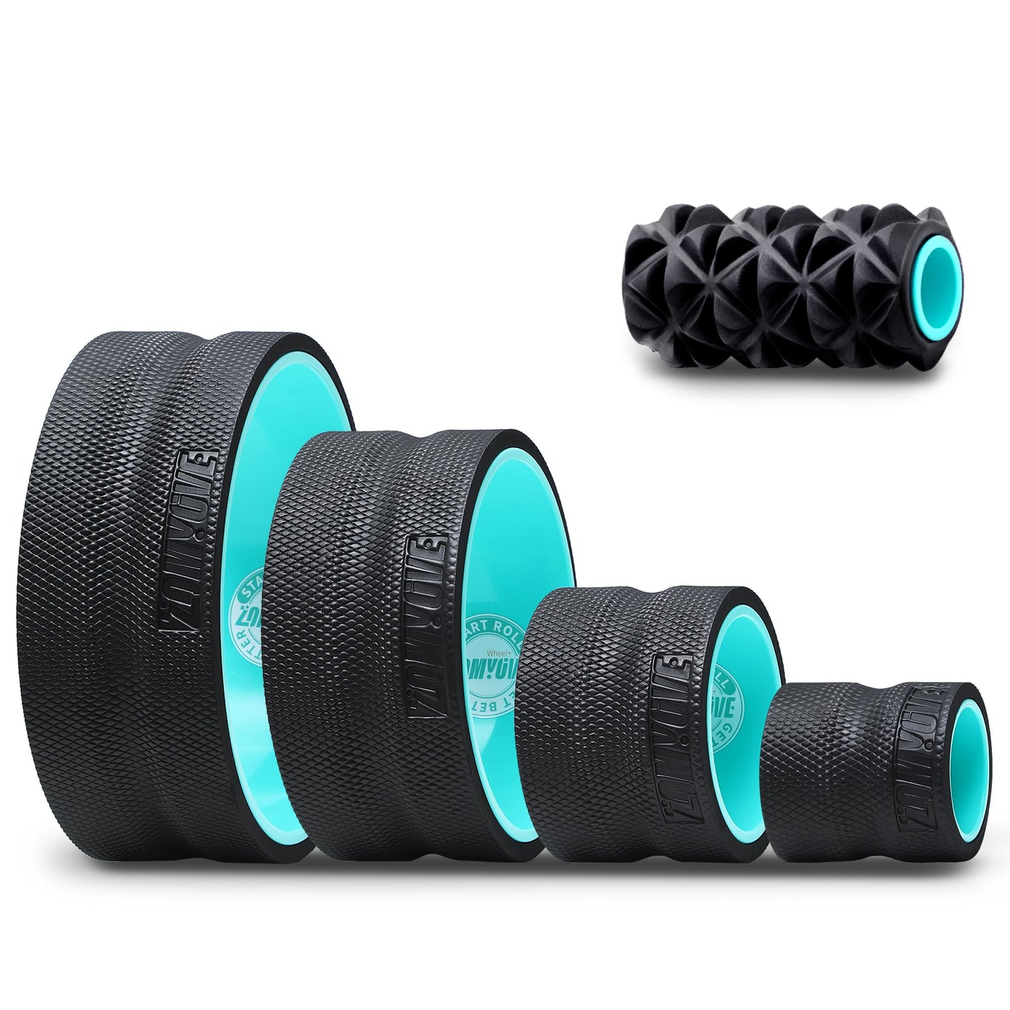 5 Pack Back Roller- Yoga Wheel for Back Pain Reliefn & Stretching, Back Wheel for Deep Tissue Massage, Foam Roller for Physical Therapy & Exercise