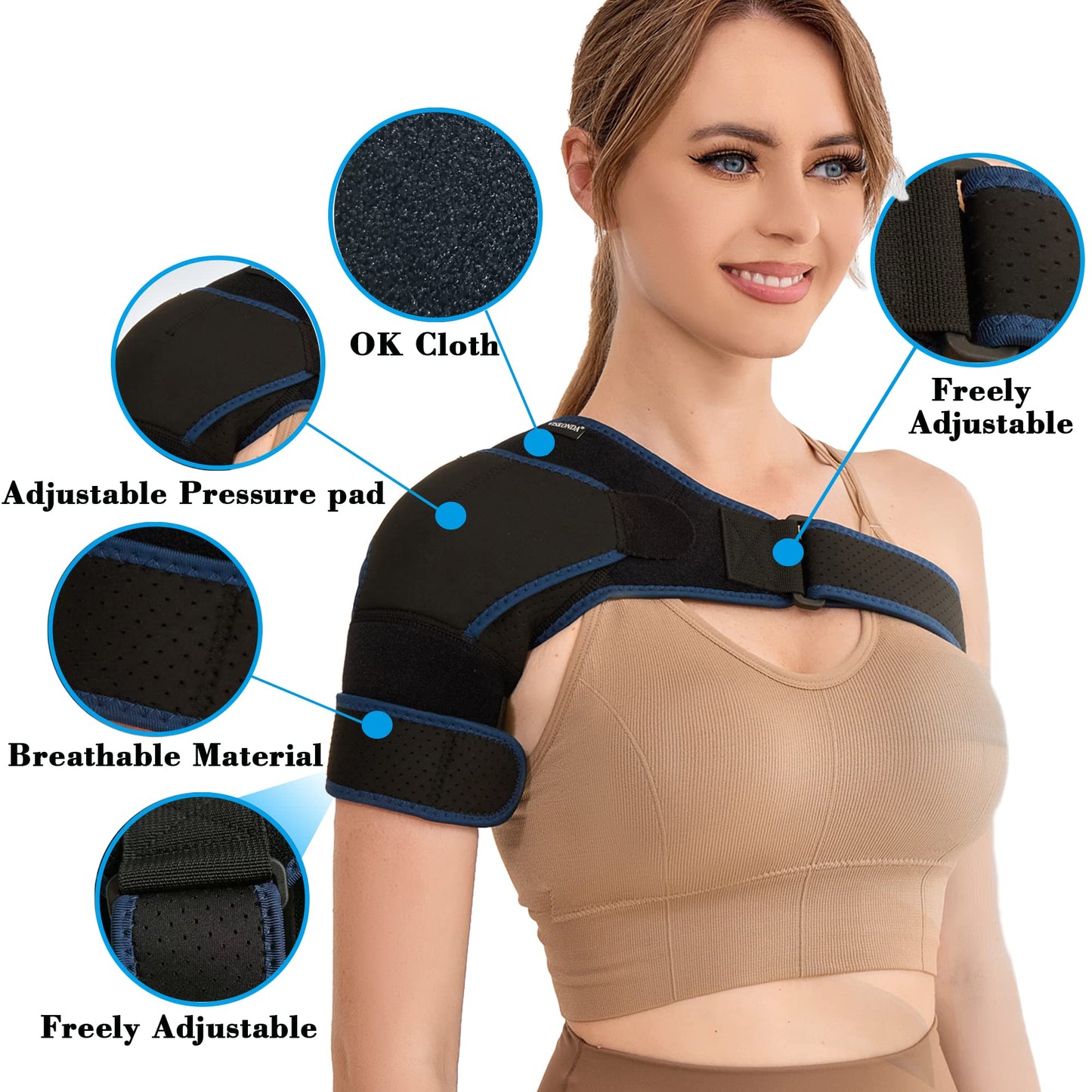 VISKONDA Shoulder Brace Sling Immobilizer and Compression Sleeve,Rotator Cuff Injury Supports for AC Joint Pain Relief,Arm Stability,Tear,Bursitis,Swelling,Tendonitis,for Men and Women (Black,Large)