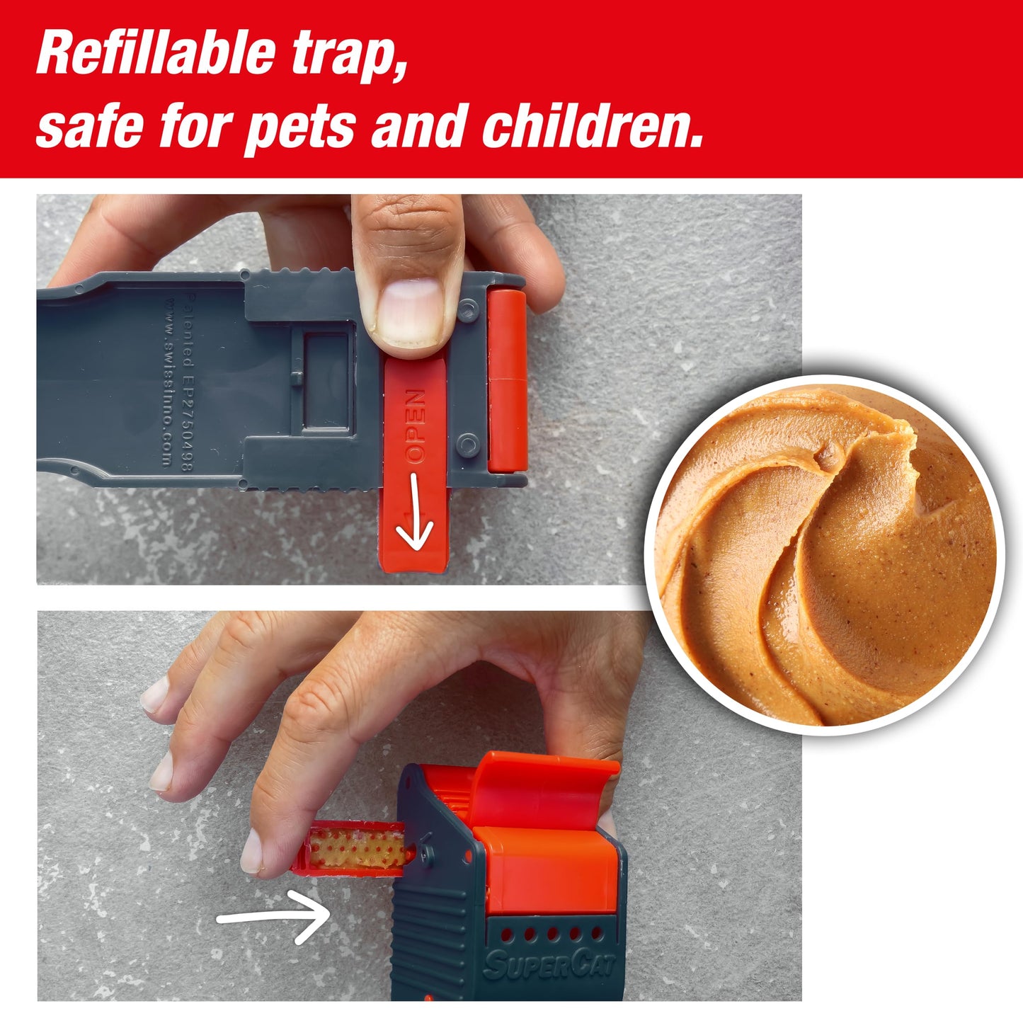 SWISSINNO Mouse Trap No See No Touch - Effective, Non-Contact + Non-Visible Catch + Kill with no-Fail catching - Pre-baited with Food Bait - Easy to Use - Reusable